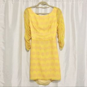 Yellow Silk Pattern Open Back Dress by Eskell
